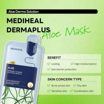Mediheal Dermaplus Aloe Mask - Vegan Hydrating Sheet Mask 10 Counts