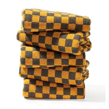 Madi-Cadi Hand Towels 5 Pack - Cotton Face Towels Soft, Absorbent, and Decorative Checkered Design f...