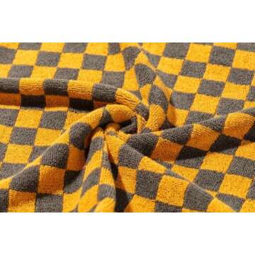 Madi-Cadi Hand Towels 5 Pack - Cotton Face Towels Soft, Absorbent, and Decorative Checkered Design for Bathroom, Kitchen, Gym, and Spa - 13 x 29 Inches for Any Occasion (Orange)