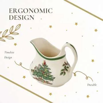 Spode Christmas Tree Sugar & Creamer Set - 16oz Sugar Bowl with Lid & 8oz Creamer - Fine Earthenware Holiday Tea & Coffee Serving Set - Dishwasher Safe Festive Tableware