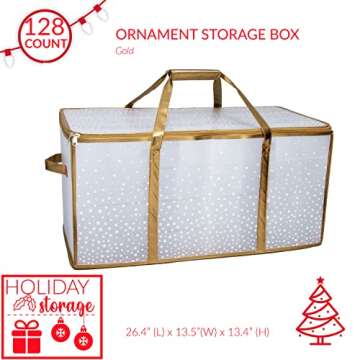 Simplify 128 Count Organizer Christmas Ornament Storage | Dimensions: 26.4"x 13.5"x 13.4" | Gold | E...