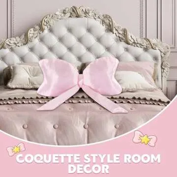 BALAPET Bow Pillow,Big Bow Satin Throw Pillow,Silky Satin Bow Pillow Pure Love Style Bow Pillows Decorative Suit for Teenage Girl's Room Decoration Nursery Decor(Pink)