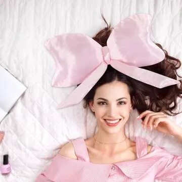 BALAPET Bow Pillow,Big Bow Satin Throw Pillow,Silky Satin Bow Pillow Pure Love Style Bow Pillows Decorative Suit for Teenage Girl's Room Decoration Nursery Decor(Pink)