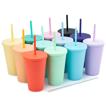 Stylish 12 Pack Tumblers with Lids and Straws | Customizable Acrylic Cups for Every Occasion