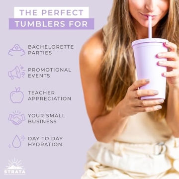 Colorful Tumblers with Lids - 12 Pack of 16oz Acrylic Cups