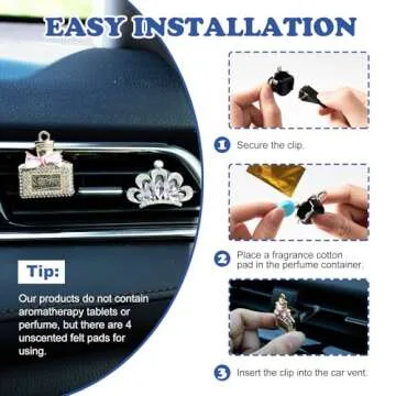 Rislobx 4PCS Bling Car Air Freshener Vent Clip, Crystal Diamond High Heel Shoe Bag Crown Perfume Bottle Car Diffuser Vent Clip Cute Car Bling Accessories Decoration for women (Gold)