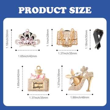 Rislobx 4PCS Bling Car Air Freshener Vent Clip, Crystal Diamond High Heel Shoe Bag Crown Perfume Bottle Car Diffuser Vent Clip Cute Car Bling Accessories Decoration for women (Gold)