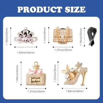 Rislobx 4PCS Bling Car Air Freshener Vent Clip, Crystal Diamond High Heel Shoe Bag Crown Perfume Bottle Car Diffuser Vent Clip Cute Car Bling Accessories Decoration for women (Gold)