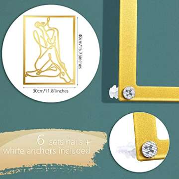 Set of 3 Metal Wall Art Decor 15x12 Inch Modern Abstract Wall Art Minimalist Wall Decor Large Rustic...