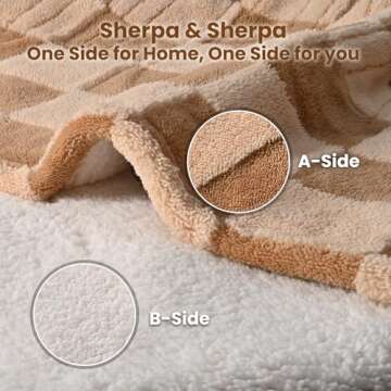 Bearhug Heated Throw Blanket 50" × 60", Electric Blanket Reversible Brown Plaid Sherpa, 4h Auto-Off...