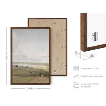 HAUS AND HUES Vintage French Posters - Antique Wall Decor with Vintage Prints, Frame Artwork, and Moody Charm, French-Inspired Posters for a Touch of Tuscany in Your Farmhouse (Walnut Frame, 24x36)