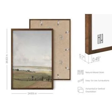 HAUS AND HUES Vintage French Posters - Antique Wall Decor with Vintage Prints, Frame Artwork, and Moody Charm, French-Inspired Posters for a Touch of Tuscany in Your Farmhouse (Walnut Frame, 24x36)