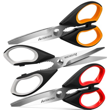 Astercook Heavy Duty Kitchen Shears - 3-Pack with Ergonomic Handle