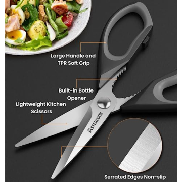 Astercook Heavy Duty Kitchen Shears 3-Pack with Ergonomic Handle