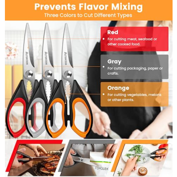 Astercook Heavy Duty Kitchen Shears 3-Pack with Ergonomic Handle