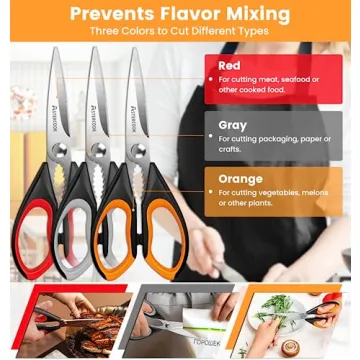 Astercook Heavy Duty Kitchen Shears 3-Pack with Ergonomic Handle