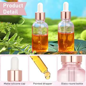 Nuogo 100 Pcs Glass Dropper Bottles with Golden Caps