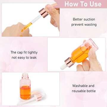 Nuogo 100 Pcs Glass Dropper Bottles with Golden Caps