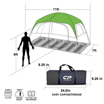 CAMPROS 6-Person Waterproof Camping Tent for Families