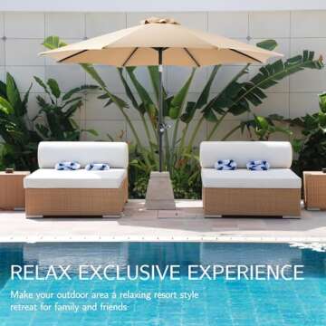 DUMOS 9FT Patio Umbrella with Tilt & Crank System