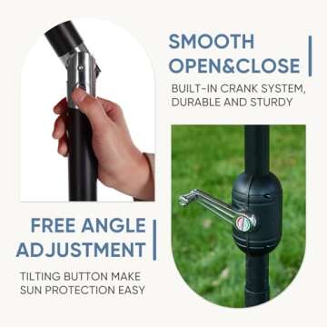 DUMOS 9FT Patio Umbrella with Tilt & Crank System