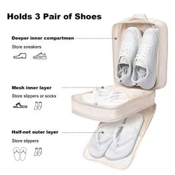 Eneteck Shoe Bags for Travel, Holds 3 Pair of Shoes Travel Bag for Packing, Travel Essentials for Flying Carry on Luggage Travel Accessories