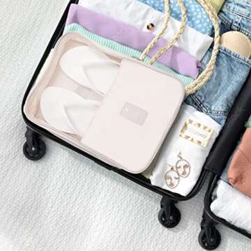 Eneteck Shoe Bags for Travel, Holds 3 Pair of Shoes Travel Bag for Packing, Travel Essentials for Flying Carry on Luggage Travel Accessories