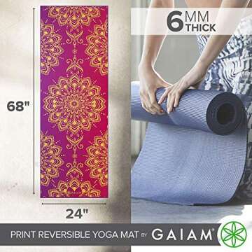Gaiam Yoga Mat Extra Thick Non Slip Reversible Fitness Mat