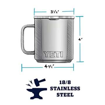 YETI Rambler 10 oz Stackable Mug, Vacuum Insulated, Stainless Steel with MagSlider Lid, Offshore Blu...