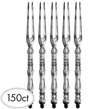 Elegant Silver Translucent Pick Forks - 4", Disposable Mini Appetizer Forks - Perfect for Weddings, ...
