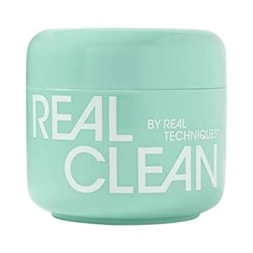 Real Techniques Real Clean Face Erase Makeup Removing Balm, Hydrating Makeup Cleansing Balm, Remove Stubborn Makeup, Hyaluronic Acid Moisturizes & Vitamin A Helps Exfoliate, 2 fl. oz Jar