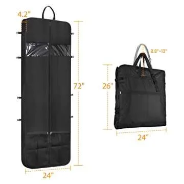 Zilink Wedding Dress Garment Bag 72" for Gowns with Accessory Pockets & Adjustable Buckles