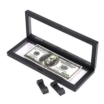 Skelang 3 Pcs 3D Floating Display Case, Black Display Stand Holder 9"×3.54"×0.75"(L×W×H Suspension Frame for AA Medallion, Antique Challenge Coins, Chip, Jewelry, Pin