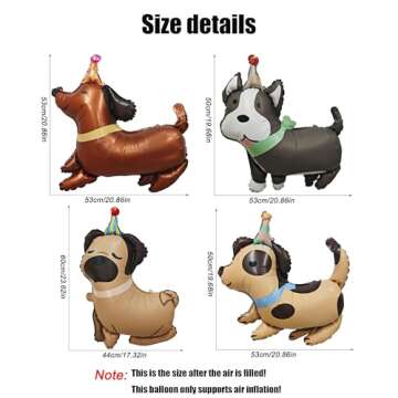 4PCS Cute Animal Dog Balloons - Perfect for Birthday and Pet Celebrations