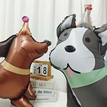 4 Animal Dog Balloons - Cute Party Decorations for Kids