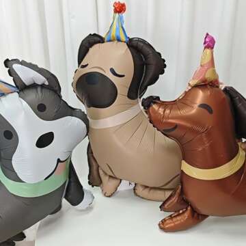 4 Animal Dog Balloons - Cute Party Decorations for Kids