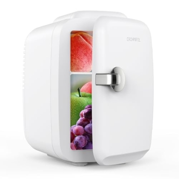 CROWNFUL Mini Fridge - 6 Can Portable Cooler & Warmer for Skincare and Snacks