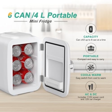 CROWNFUL Mini Fridge - Portable 4L Cooler & Warmer