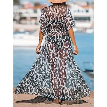 CUPSHE Women's Kimono Animal Print Open Front Cover Up Loose Bathing Suit Beach for Summer