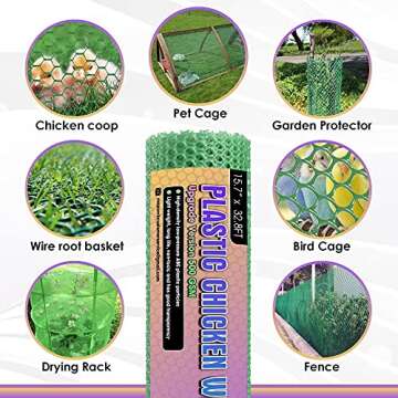 MaPorch 15.7in x 32.8ft Plastic Chicken Wire Fence