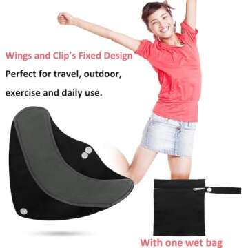 Reusable Bamboo Sanitary Towels Pads, TopDirect 8 Pack Medium & Large (9.06" & 11.02") Heavy Flow Ni...