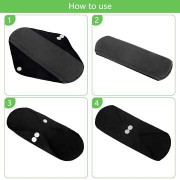 Reusable Bamboo Sanitary Towels Pads, TopDirect 8 Pack Medium & Large (9.06" & 11.02") Heavy Flow Night Pads Washable Cloth Menstrual Pad with Wet Bag for Women