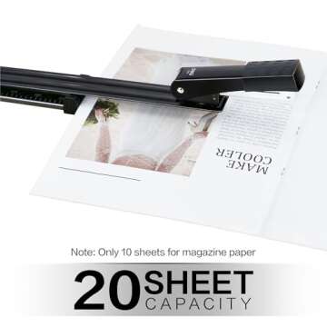 Deli Long Reach Stapler with 1000 Staples, 20 Sheet Capacity, Long Arm Standard Staplers for Booklet...