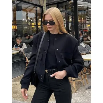 Stylish Zeagoo Women Bomber Jacket with Vintage Pockets