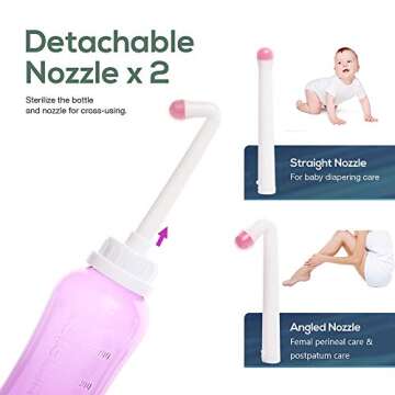 Peri Bottle Postpartum Essentials, Spray Wash Bottle 500ml Momwasher for Soothing Postpartum Care Kit and Baby Care Portable Bidet for Women（Pink)