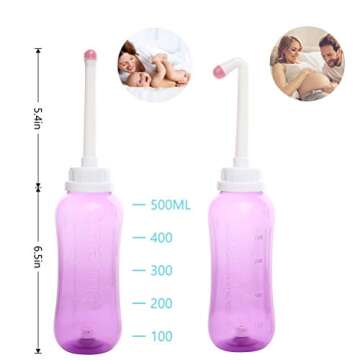 Peri Bottle Postpartum Essentials, Spray Wash Bottle 500ml Momwasher for Soothing Postpartum Care Kit and Baby Care Portable Bidet for Women（Pink)