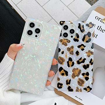 KERZZIL Cute Rectangle Compatible with iPhone 12/12 Pro 6.1-inch Case,Slim Colorful Sparkle Glitter Soft TPU Silicone Protective Durable Cases Cover(Pearl)