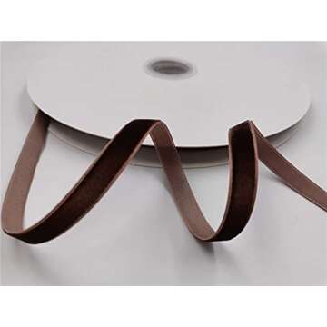 KLTRIBBON Nylon Single Face Velvet Ribbon,3/8 Inch X 25 Yards Spool (Brown)