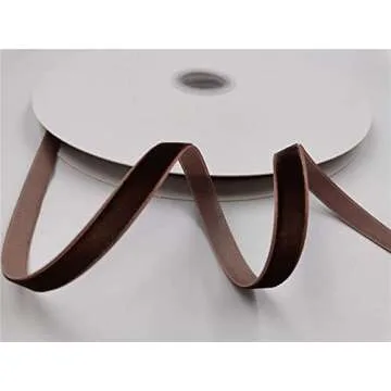 KLTRIBBON Nylon Single Face Velvet Ribbon,3/8 Inch X 25 Yards Spool (Brown)