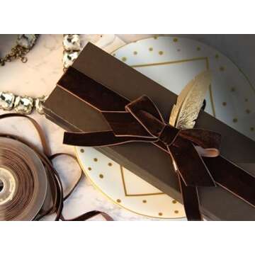 KLTRIBBON Nylon Single Face Velvet Ribbon,3/8 Inch X 25 Yards Spool (Brown)